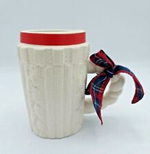 Mud Pie White Knit Look MUG Coffee Cup Cable Stitch Ceramic ~ Gift for Knitter