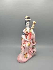 Chinesische Orientalische Keramik Antik Stil Dame mit Musikinstrument Figur - Bild 1 von 9