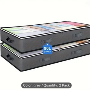 2 PCs Large Grey Capacity Storage Bag With Handles 39" x 20" x 7"~NEW - Picture 1 of 3