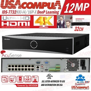 Hikvision 32MP 32 CH 4K POE NVR IDS-7732NXI-I4-16P-X analytic / deep learning - Imagen 1 de 7