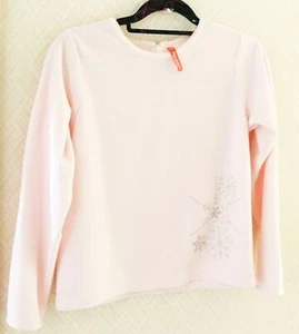 ~ Hanna Andersson Pink Velour Embroidered Snowflake Top  Sz 150 11-13 Y EUC ~ - Afbeelding 1 van 4