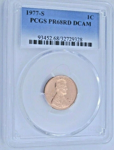 1977 S Proof Lincoln Memorial Cent - PCGS PR 68 RD DCAM Red Deep Cameo Guide $8 Cover