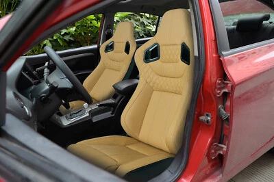 2 PIEZAS Asientos de Carreras Universal PVC Cuero Cubo Asiento Deportivo Ajustable con Deslizadores Foto 1 de 4