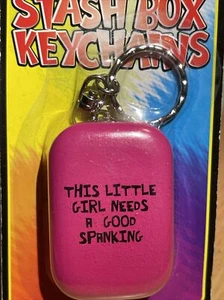 "THIS LITTLE GIRL NEEDS A" STASH BOX KEYCHAIN Tobacco Tin, Pill Box, Makeup Tin - Picture 1 of 3