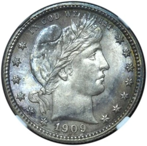 1909-D Barber Quarter MS65 NGC - Gorgeous All Original GEM! - Picture 1 of 5