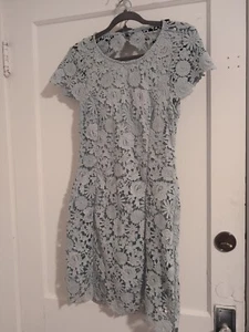 Lulu's NWT Sz M Light Blue Floral Lacey Open Back Dress Wedding Party Dinner - Picture 1 of 7