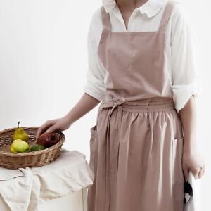 Women Cotton Linen for Back Apron Japanese Housework Baking Wrap Florist D
