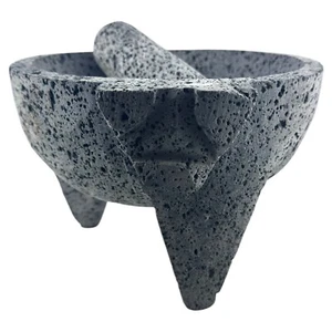 Authentic Mexican Molcajete Mortar And Pestle Set - Natural Lava Stone - Picture 1 of 3