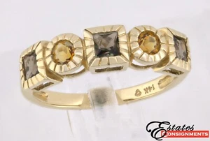 Citrine, Smoky Quartz, 14K Yellow Gold Ring - Picture 1 of 9