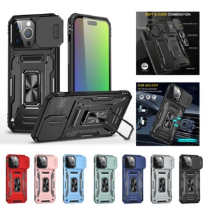 Hybrid Case Slide Camera Lens Shockproof With 360° Ring Holder For Iphone 15 14 - Picture 1 of 73