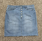 Banana Republic Size 20 Jean Skirt Buttons Denim Stretch Frayed Womens