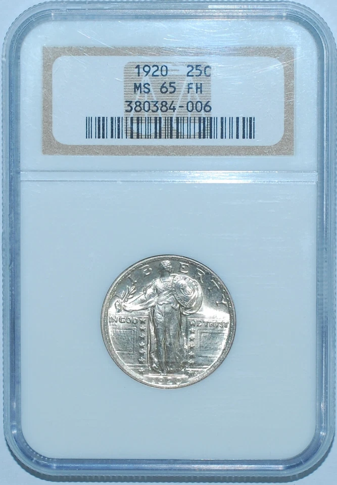 1920 NGC MS65FH Full Head Standing Liberty Quarter 25c - Image 1 of 3