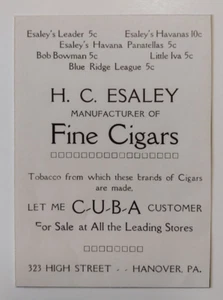 1915 H. C. Esaley Hersteller feiner Zigarren Werbung Hannover, Pennsylvani - Bild 1 von 1