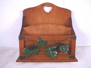 Vintage Schreibtischplatte Holz Geschirr Box Brief Post Halter Organizer primitiv rustikal - Bild 1 von 9