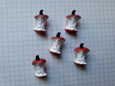 Red Apple Buttons Bitten 3D With Stem Apple Buttons Resin- 5 Pcs New 3/4" Inch - Image 1 of 4