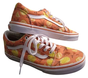 Vans Women's 7 Orange Yellow Tropical Fruit Print Sneakers Tennis Shoes - Picture 1 of 5