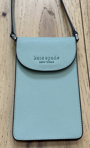 Tracolla telefono Kate Spade New York verde come nuovo Cameron monotono North South Flap