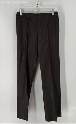 MaxMara 意大利制造棉丝绸混纺直筒裤女式棕色 6 码 — 第 1/4 张图片
