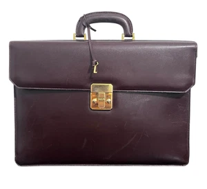 Vintage Dunhill Leder Aktentasche braun goldfarben Schloss 16x12 Made in Italy - Bild 1 von 24