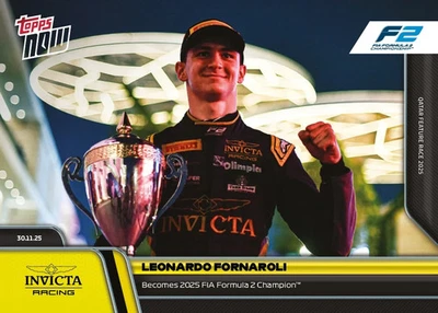 Leonardo Fornaroli Campeón FIA F2 - 2025 Fórmula 1 Topps AHORA - Tarjeta 85 Preventa Foto 1 de 2