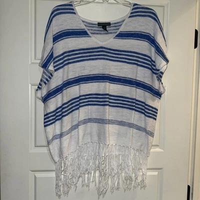 Pantalones de mezclilla Ralph Lauren para mujer borla flecos calce suelto manga corta top a rayas grandes Foto 1 de 4