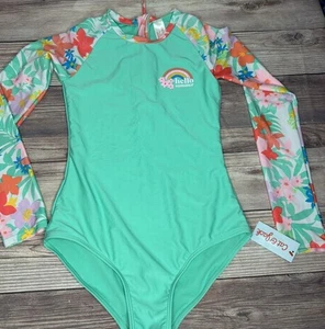 NWT Cat Jack One Piece TROPICAL Bathing Suit Long Sleeve Girl XL 14/16 - Picture 1 of 8