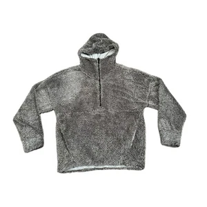 Pullover prAna Gris 1/2 Cremallera Peludo Difuso Forrado Vellón Con Capucha - Imagen 1 de 7
