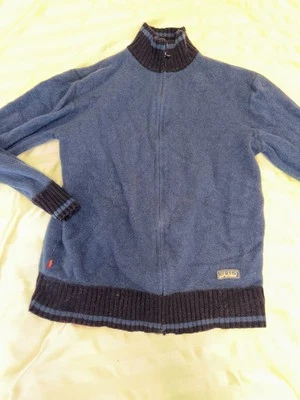 винтажный levis красный вкладка молнии свитер синий женщин XL - Изображение 1 из 4