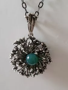 Norway Volda Silber Anhänger Jadekugel +Silber Kette Norwegen Design - Bild 1 von 9