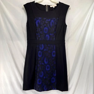 new LOFT Sleeveless Lace Front Shift Dress Size 6 Black & Blue Stretch $98 - Picture 1 of 12