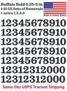 5X 0-10 80+ Buffalo Negrita Calcomanía Números - para buzón, dirección, taquillas - Imagen 1 de 32