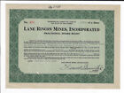 Mexico 1938 Lane Rincon Mines Inc Stock Certificate Toluca