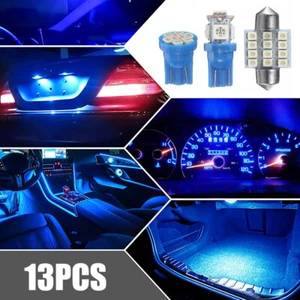 13Pcs Pure Blue Car Interior LED Light Bulbs For Dome License Plate Lamp Kit - Bild 1 von 9