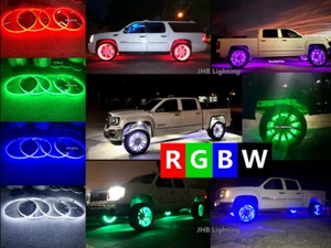 15.5" RGBW Color Changes LED Wheel Rings Rim Lights Remote+Bluetooth APP Control - Picture 1 of 11