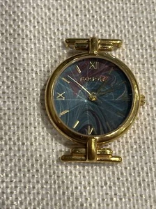 Vtg Fossil Watch Women 30mm Gold Tone Rivoli Crysal - Picture 1 of 3