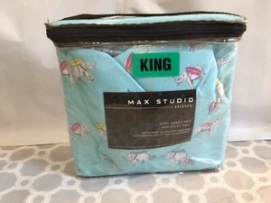 Max Studio - Set di lenzuola King (4 pezzi) - 100% microfibra - Elefanti! Nuovo con scatola! #BS-L - Foto 1 di 6