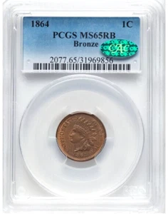 1864 " Bronze No L " PCGS MS65 RB RED-Brown " CAC " INDIAN Head Cent 1c * $775++ - Picture 1 of 2