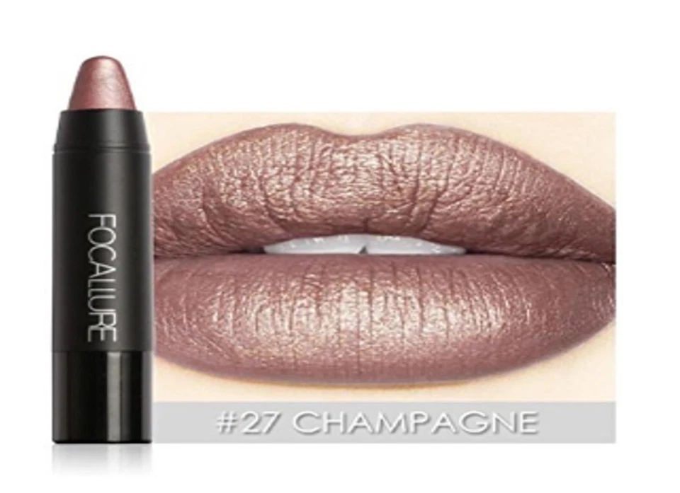 Lápiz labial metálico brillante color de labios FOCALLURE-#27-Champagne Foto 1 de 1