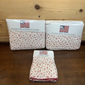 Juego de funda de almohada de colección Ralph Lauren Queen Colchester rojo floral ganchillo con volantes - Imagen 1 de 11