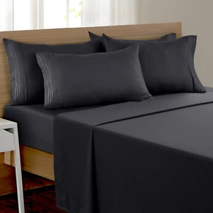 6 Pcs Bed Sheet Set Soft Deep Pocket Microfiber Hotel Quality Bedding Sheets - Picture 1 of 168