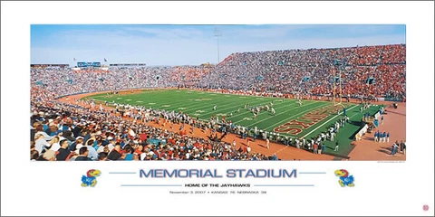 Kansas Jayhawks Football MEMORIAL STADIUM GAMEDAY Premium 18x36 POSTER Print Cover