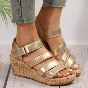 UK Women Summer Casual Wedge Sandals Ankle Strap Open Toe Platform Wedge Sandals - Picture 1 of 18