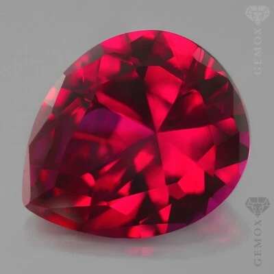 Ruby Loose Gemstone Genuine Lab-Grown Pear Cut Classic Raspberry Red Stone EU - Image 1 of 4