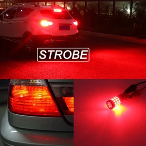GLOFE 3157 3057 LED Brake Light Bulb Canbus Strobe Flash Pure Red Ultra Bright - Picture 1 of 8