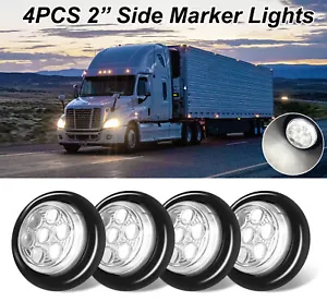 4x 2" Inch White LED Light Round Clearance Side Marker Lights for Truck Trailer - Foto 1 di 10