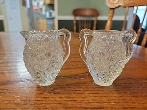 2.5"  Vintage Set of DAISY & BUTTON Glass Creamer & Sugar - Picture 1 of 4
