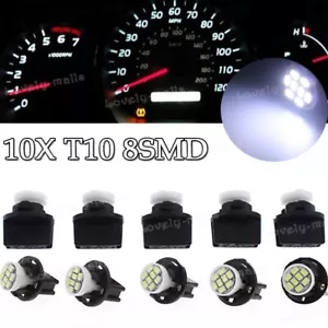10x White T10 8SMD LED Instrument Panel Lights Dashboard Lamp Holder for Toyota - Picture 1 of 8