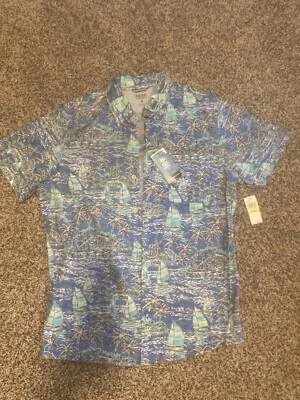 IZOD New W/Tags! "SALTWATER" Men's Blue Shirt - Lightweight Beach Boating Summer - Image 1 of 4