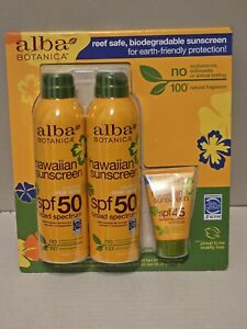 Alba Botanica Hawaiian Sunscreen SPF 50, 2-pack and 1-Sunscreen SPF 45.