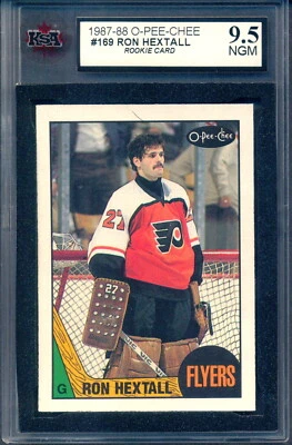 1987-88 OPC O-PEE-CHEE #169 Ron Hextall Rookie Graded KSA 9.5 NGM Flyers RC Card - Image 1 of 2